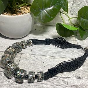 Statement Necklace - Large Graduated Mosaic Abalone Wheel Necklace